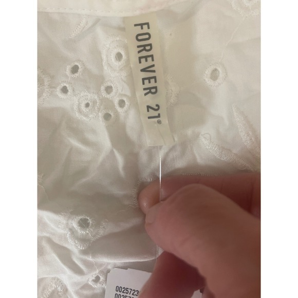 Forever 21 Cream Eyelet Swim Cover Up Top Tassel Tie Long Sleeve Y2K coquette - Picture 7 of 10